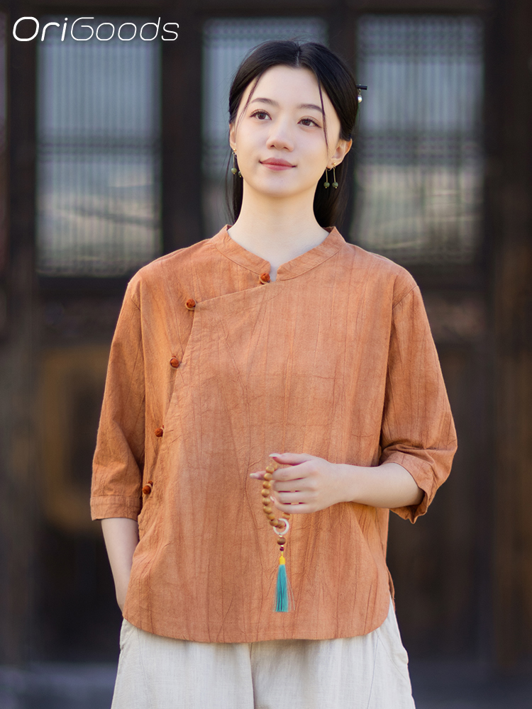 Summer Clothing Drop - OriGoods Tie Dye Shirt Woman Ramie