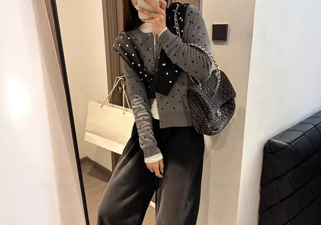 Gray Polka Dot Knitted Cardiga - Crew Clothing Summer Jacket recension och pris