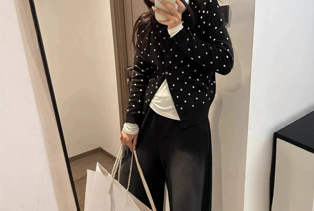 Gray Polka Dot Knitted Cardiga - Crew Clothing Summer Jacket recension och pris
