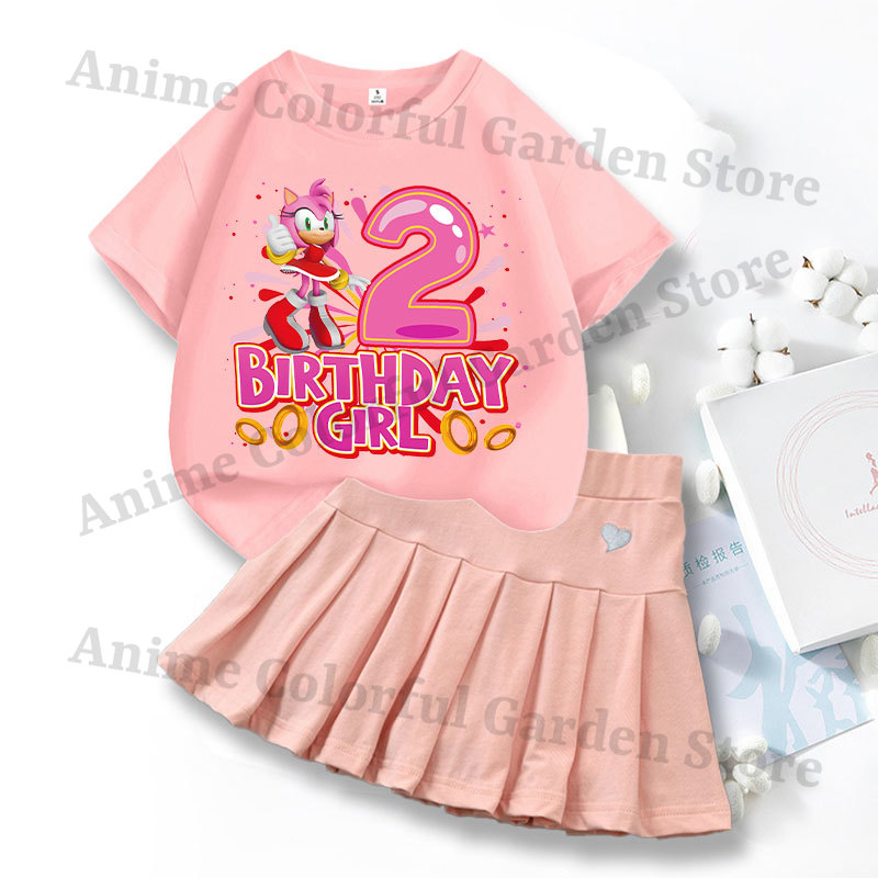 2pcs Sonics Love Dress T-shirt - Summer Clothing Cartoon recension och pris