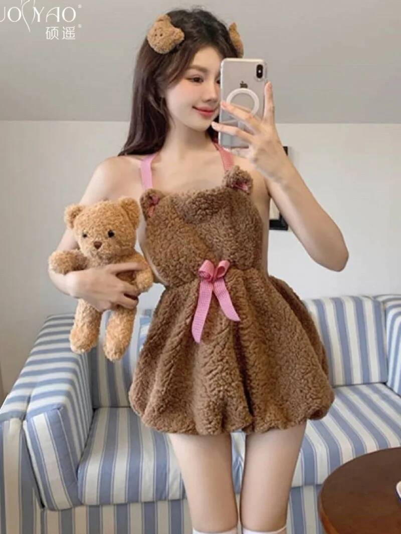 New Plush Backless Short Dress - Summer Clothing Drop recension och pris