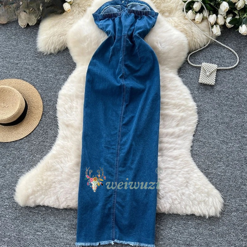 2026 Women Retro Strapless Den - Summer Clothing Juniors recension och pris
