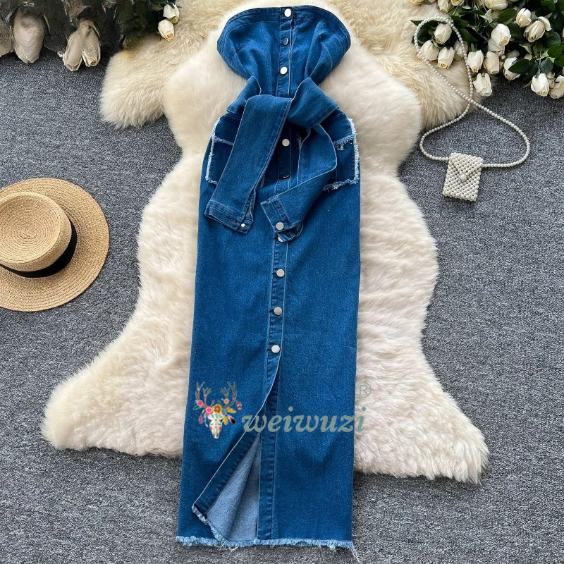 2026 Women Retro Strapless Den - Summer Clothing Juniors recension och pris