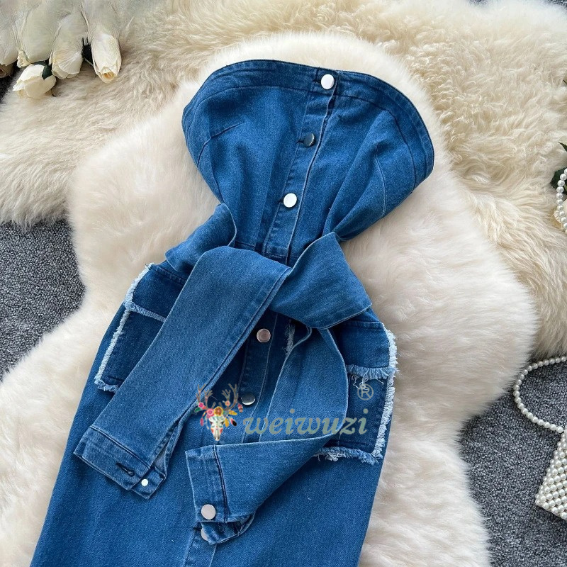 2026 Women Retro Strapless Den - Summer Clothing Juniors recension och pris