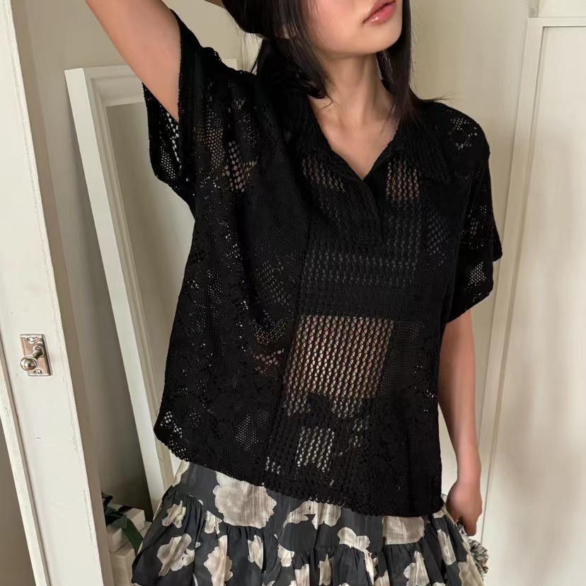 Retro  Collar Lace Shirt Women - Summer Clothing Online recension och pris
